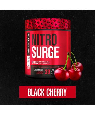 Jacked Factory NITROSURGE Shred Pre Workout Supplement (Black Cherry 30 Servings) & Creatine Monohydrate Powder (Unflavored 30 Servings) - Buy Online on GoSupps.com