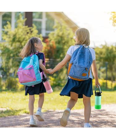 XccMe Kids Stainless Steel Water Bottle 16oz - Insulated Thermos with Straw Lid, Silicone Boot, Personalized Dinosaur Stickers, Paracord Handle - Pink - Ideal for School - Buy Online on GoSupps.com