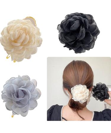 Korean Meatball Head Hairpin Clip Head Female Headdress Camellia Elegant Temperament Hair Accessories Flower Headdress Beige - Buy Online on GoSupps.com