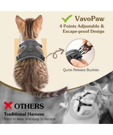 VavoPaw Cat Harness and Leash Set for Walking Adjustable Kitten Vest Harness with Reflective Strip Breathable Mesh Escape Proof Soft Pet Safety Vest for Cats Kittens Puppies S Grey Small Gray - Buy Online on GoSupps.com
