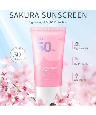Sakura Face Sunscreen SPF 50 PA+++ Sunscreen Face face Cream SPF 50 with Centella SPF50 Moisturiser for Face Anti Redness Cream Lightweight Non-Greasy Waterproof Non Comedogenic Sunscreen - Buy Online on GoSupps.com