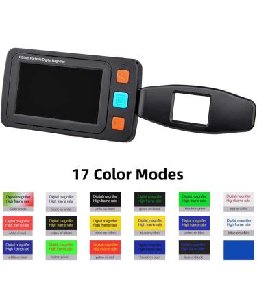 4.3 Handheld Digital Magnifier LCD Display 4-32X Magnification Low Vision Reading Aid - 17 Color Modes (Black) - Buy Online on GoSupps.com