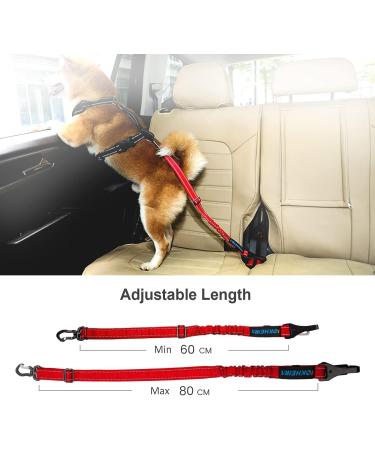 IOKHEIRA Dog Safety Belt | Adjustable Car Seat Belt for Dogs | Universal Fit & Locking Bar in Cherry Red - Buy Online on GoSupps.com