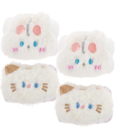 ABOOFAN Lot de 4 Bracelets de Poignet en Fausse Fourrure de Lapin Absorbants et Imperm ables Couleur Blanche Taille Petite pour Lavage du Visage Spa Maquillage et Activit s