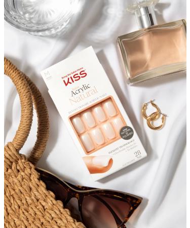 KISS Salon Acrylic Natural Collection - Euphoria Square Nails Set with 28 Artificial Nails Glue Files & Straps - International Shipping Available - Buy Online on GoSupps.com