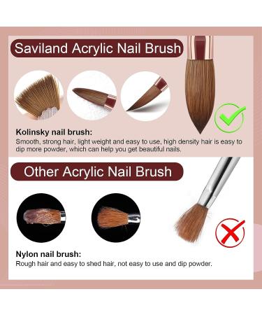 Saviland Size 12 Kolinsky Acrylic Nail Brush- Bronze Gold Handle, Ideal for Beginners and Professionals | Acrylic Powder Application Tool - Buy Online on GoSupps.com