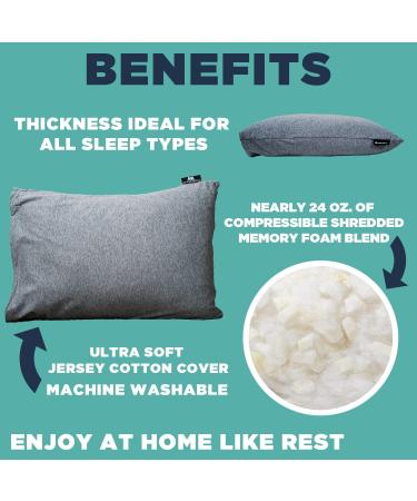 Camp Cove Camping and Outdoor Pillow - Jersey Cotton Camp Pillow for Sleeping - Compressible Shredded Memory Foam Pillow for Camping  Backpacking  Hiking and Traveling - Machine Washable - Buy Online on GoSupps.com
