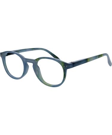 Opulize Zen Round Frame Reading Glasses | Shiny Turquoise | Scratch Resistant | Unisex +2.00 Magnification - Buy Online on GoSupps.com