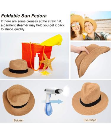 MAYLISACC Men's Wide Brim Panama Straw Sun Hat | UPF50 Sun Protection Beach Fedora - Khaki Medium - Buy Online on GoSupps.com
