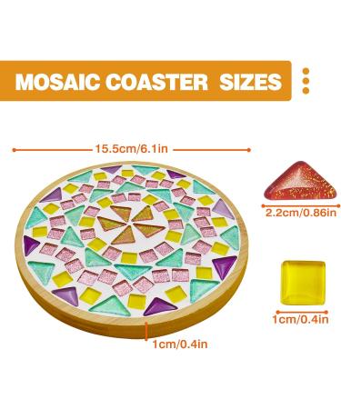 Glass Mosaic Coaster Kit - 6.1 Bamboo Coaster for Adults - Mixed Color Craft Materials for Home Decoration and Gifts - Buy Online on GoSupps.com