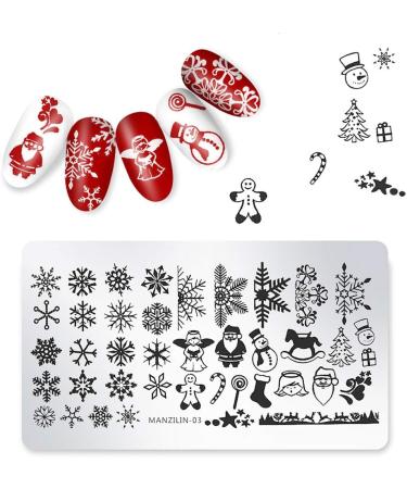 Christmas Manicure Stamp Stencils - Santa & Snow Image Templates for DIY Nail Art | International Shipping - Buy Online on GoSupps.com