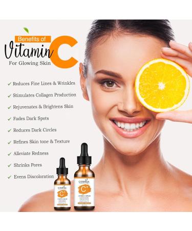 Vitamin C Face Serum with Hyaluronic Acid - Anti-Aging Brightening for Dark Spots & Wrinkles | Korean Skincare 2 Fl Oz - Buy Online on GoSupps.com