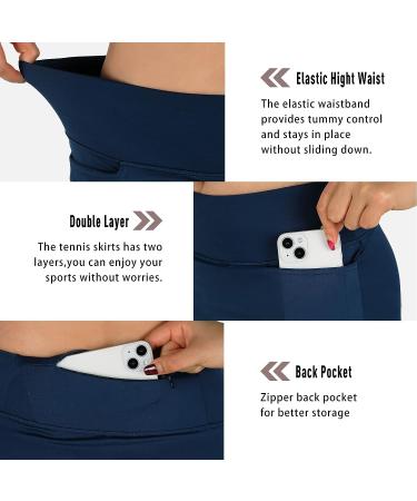 beroy Women's Skorts Skirts - Knee Length Athletic Skirt with Shorts, Navy, XL - Buy Online on GoSupps.com