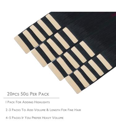 Buy 20PC 50g 24-Inch Jet Black to Burgundy Real Hair Tape Extensions - Silky Straight Remy Invisible Skin Weft - Buy Online on GoSupps.com