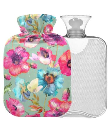 Naanle flowers poppy flowers with reference to warm and cold therapy Transparent hot water bottle 1l warm steadel for bed handfoot heat pain relief