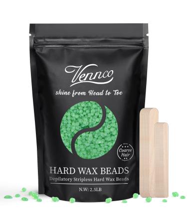 2.5lb Hard Wax Beads, Vennco Wax Beans for Coarse Hair Removal, At Home Self Waxing Beads for Underarms, Legs, Facial, Eyebrows, Bikini and Brazilian Wax, Large Refill Wax for Wax Warmer Kit
