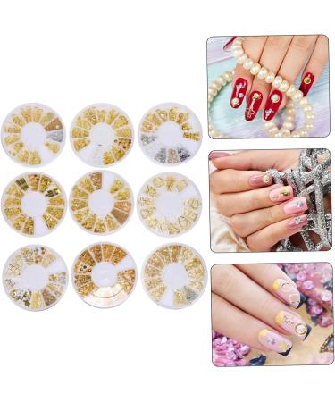 FRCOLOR 45 Boxes Nail Art Accessories Gold Trim Nail Charm Decals Nail Decals 3d Nail Art Stud Manicure Decals Strawberry Accessories Kids Gold Nail Studs Japanese White Disc Zinc Alloy - Buy Online on GoSupps.com