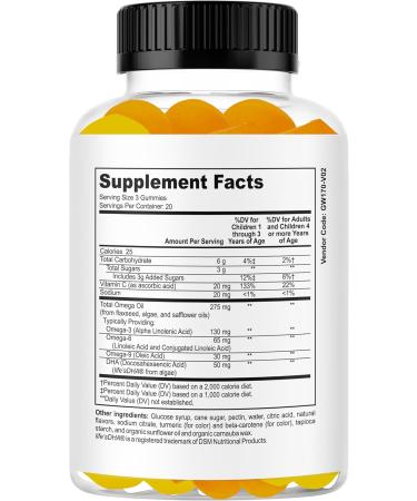 Kids Omega 3 Gummies with DHA & EPA Omega 3 Supplement for Kids & Teens Supports Brain Focus & Memory Eye Health Great Taste Non-GMO 60 Count - Buy Online on GoSupps.com