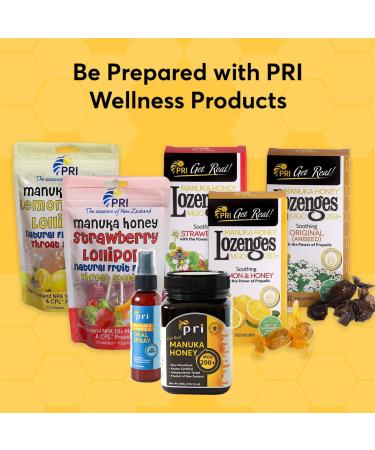 PRI Manuka Honey Lollipops with Propolis  Certified MGO 263+ - Throat Soothing  Lemon Flavor  (12 Lollipops  4oz) - Buy Online on GoSupps.com