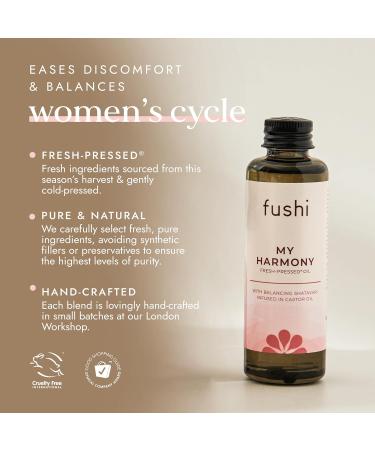 Fushi My Harmony Oil 50ml - Herbal Infusion for Women's Balance & Wellness - Shatavari & Castor Oil for Bloating Cramp Relief Menopause Soothing Discomfort - Buy Online on GoSupps.com