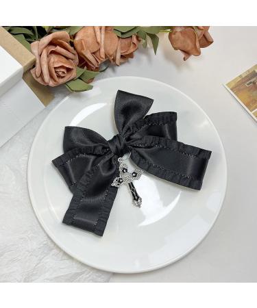 AJOIDR Ribbon Hair Bows with Pendant Hair Clip Hairpin Women Barrettes PonytailHolder for Girl Hair Styling Tool Black-b - Buy Online on GoSupps.com