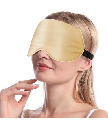 2-Pack Natural Silk Eye Mask Set with Adjustable Straps - Black and Champagne | SHJINJU Sleep Eye Mask Shade for Puffy Eyes - Buy Online on GoSupps.com