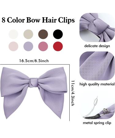 Cinaci 8 Pieces Big Oversized Silky Satin Hair Bow Barrettes Bow Hair Clips Accessories for Women Girls Teens Kids - Buy Online on GoSupps.com