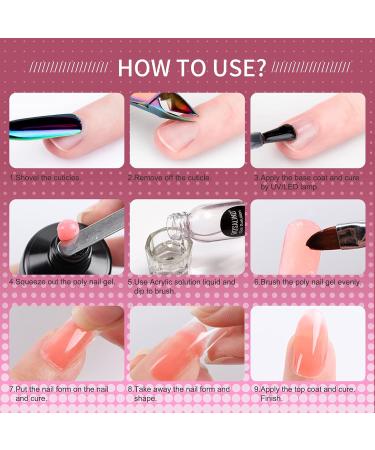 ROSALIND Poly Nail Gel Set Clear Pink Poly Nail Gel Colours 6PCS Poly Extension for Nails Poly Clear Gel Poly Builder Easy Nail DIY at Home for Nail Enhancement Art Design 1-white Nude Pink - Buy Online on GoSupps.com