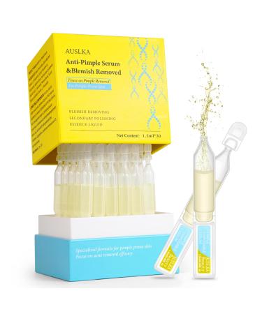 AUSLKA Anti-Pimple Serum Vials 10% Salix Alba (Willow) Bark Extract Serum for Oily/Pimple Skin | Oil Control & Eliminate Pimple | Single-Use Vials(1.5ml*30)