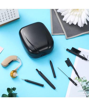 Hearing Aid Cleaning Tools & Case Kit - 8 Pieces Microfiber Cloth & Vent Cleaner for Sound Amplifier (Black) - Buy Online on GoSupps.com