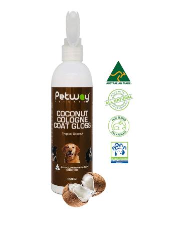 Petway Petcare Coconut Cologne Coat Gloss for Dogs and Puppies, Natural Cologne Spray with Coconut for Conditioning, Dog Gloss with Deodorizer, Pet Odor Eliminator and Dog Grooming Spray, 250ml