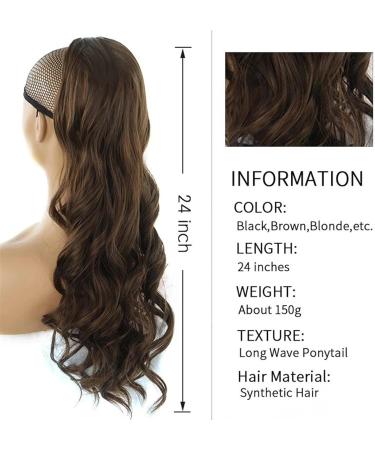 Ponytail Extension 24 Inch Long Body Wavy Ponytail Hair Extension Heat Resistant Synthetic Drawstring Ponytail Hairpieces Clip-In Curly Wavy Hair Extensions for Women Ponytail Hairpiece for Women (C 24inches 1B - Buy Online on GoSupps.com