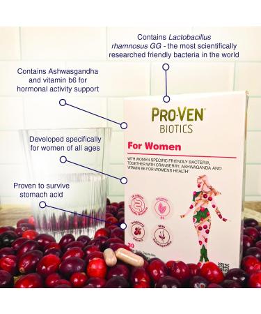 Pro-Ven Probiotics for Women with Cranberry & Ashwagandha - 10 Billion CFU Gut Support - Buy Online on GoSupps.com