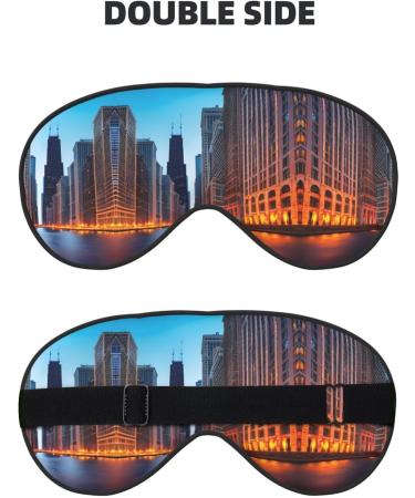 Buy Chicago Illinois USA Print Night Blackout Eyeshade | Elastic Strap for Shift Work Travel & Relaxation - Buy Online on GoSupps.com