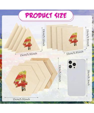 12 Pcs 6'' Unfinished Wooden Canvas Panel Boards for Painting - Square, Hexagon, Triangle Shapes | Arts Crafts Supplies - Buy Online on GoSupps.com