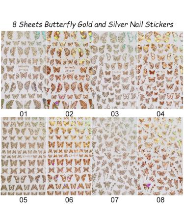 8 Sheets Gold Butterfly Nail Art Stickers | 3D Luxury Decals for Designer Nails - Women's DIY Nail Decoration Supplies - Buy Online on GoSupps.com
