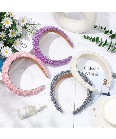Beaded Faux Pearl Headband Set - Bridal Wedding Hair Accessories for Women - Buy Online on GoSupps.com