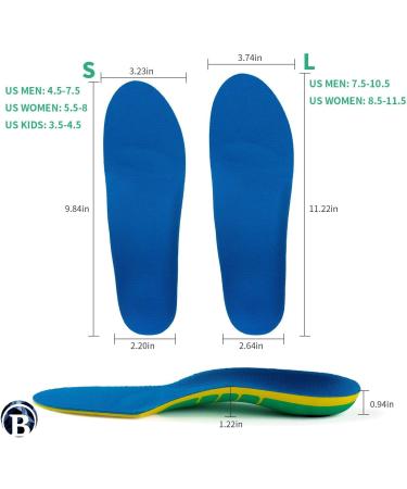 Better Feet Premium Orthotic Insoles - Arch Support Shock Absorption & Comfort for Flat Feet Heel Spurs Plantar Fasciitis - Unisex (Large: Men 7.5-10.5/Women 8.5-11.5) - International Shipping Available - Buy Online on GoSupps.com