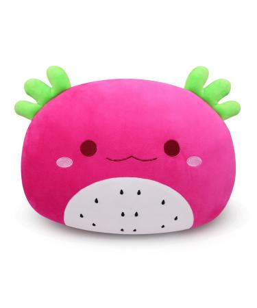 Dragon Fruit Cow Plush Pillow Cow Stuffed Animal Dragon Fruit Pillow Round Stuffed Cow Pillow Cow Cushion Plush Toy Pillow Gifts for Kids Sleeping Room Decoration Red Dragon Fruit Pillow