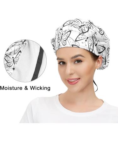 MUKJHOI Adjustable Working Caps Tie Back Bouffant Hat - 16 Butterflies Contours [One Size Fit All] - Buy Online on GoSupps.com