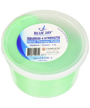 Blue Jay 'Squeeze 4 Strength' Hand Therapy Putty - Firm Therapeutic Putty for Finger Grip Strength Exercises - Stress Relief Medical Putty (1 lb Green) - Ideal for Rehabilitation