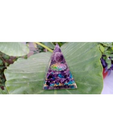 Jet Amethyst Ball Orgone Pyramid - 300g Aum Symbol - Chakra Balancing Gift with Free Crystal Therapy Booklet - Positive Energy & Harmony - Buy Online on GoSupps.com