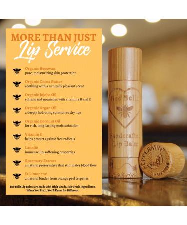 Bee Bella Peppermint Lip Balm (3 Pack) - Handmade in USA with Beeswax, Coconut Oil, Vitamin E & More for Soft, Smooth Lips - Long-Lasting Moisture - Buy Online on GoSupps.com