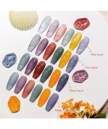 MEET ACROSS Jelly Gel Nail Polish Set - 6 Morandi Colors for Salon Gel Manicure and DIY Nail Art (Gray, Purple, Yellow) - Buy Online on GoSupps.com