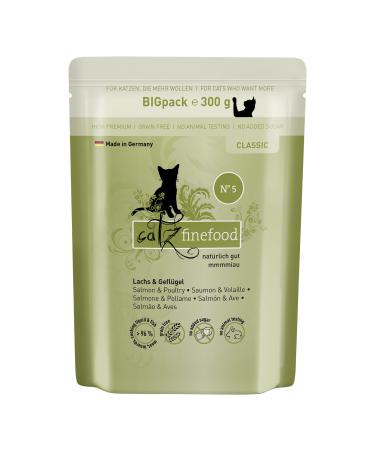 Catz Finefood Classic N 5 salmon & poultry cat food wet - gourmet wet food for your cat without sugar & grain gluten -free - with high meat content made in Germany (6 x 300g bag) 300 g (6 Pack)