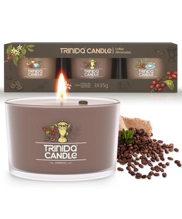 TRINIDa Candles Gifts for Women & Men 17 Variants Candle Gift Set with Soy Wax 3 Coffee Scented Filled Votive Candles for Stress Relief & Muscle Relaxation (Kitchen Collection) Brown - Coffee Aficionados