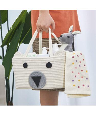 InfiBay Baby Diaper Caddy Organizer with Removable Dividers - Cute Bear Basket - Portable Nursery Storage Basket - White - Buy Online on GoSupps.com