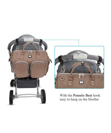 Pomelo Waterproof Diaper Bag with Adjustable Strap & 2 Stroller Hooks | Multifunctional Travel Bag in Taupe - Buy Online on GoSupps.com