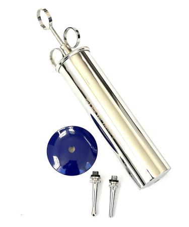 CynaMed -Premium Ear Wax Removal Syringe 8 OZ 6 OZ 4OZ 3 OZ - Brass with Chrome Finish Ideal for Household EMT Firefighter Police Medical Student School and Hobby (8 OZ)