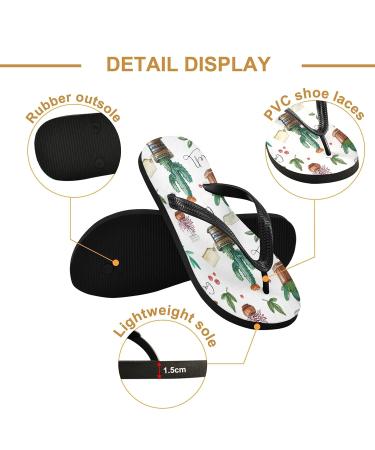 Buy Mnsruu Water-Colored Flower & Cactus Flip-Flops for Home Hotel Spa & Travel - Unisex Small Multicolored Footwear - Buy Online on GoSupps.com